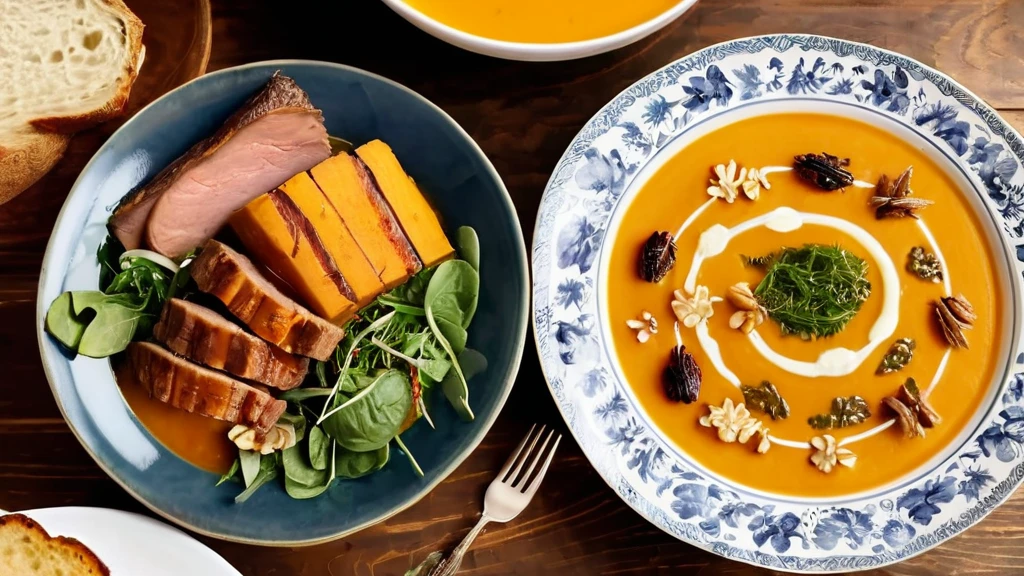 Seasonal dinner ideas: winter stew, spring salad, summer BBQ, and fall pumpkin soup.